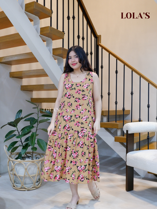 Sita Dress (Beige Roses)