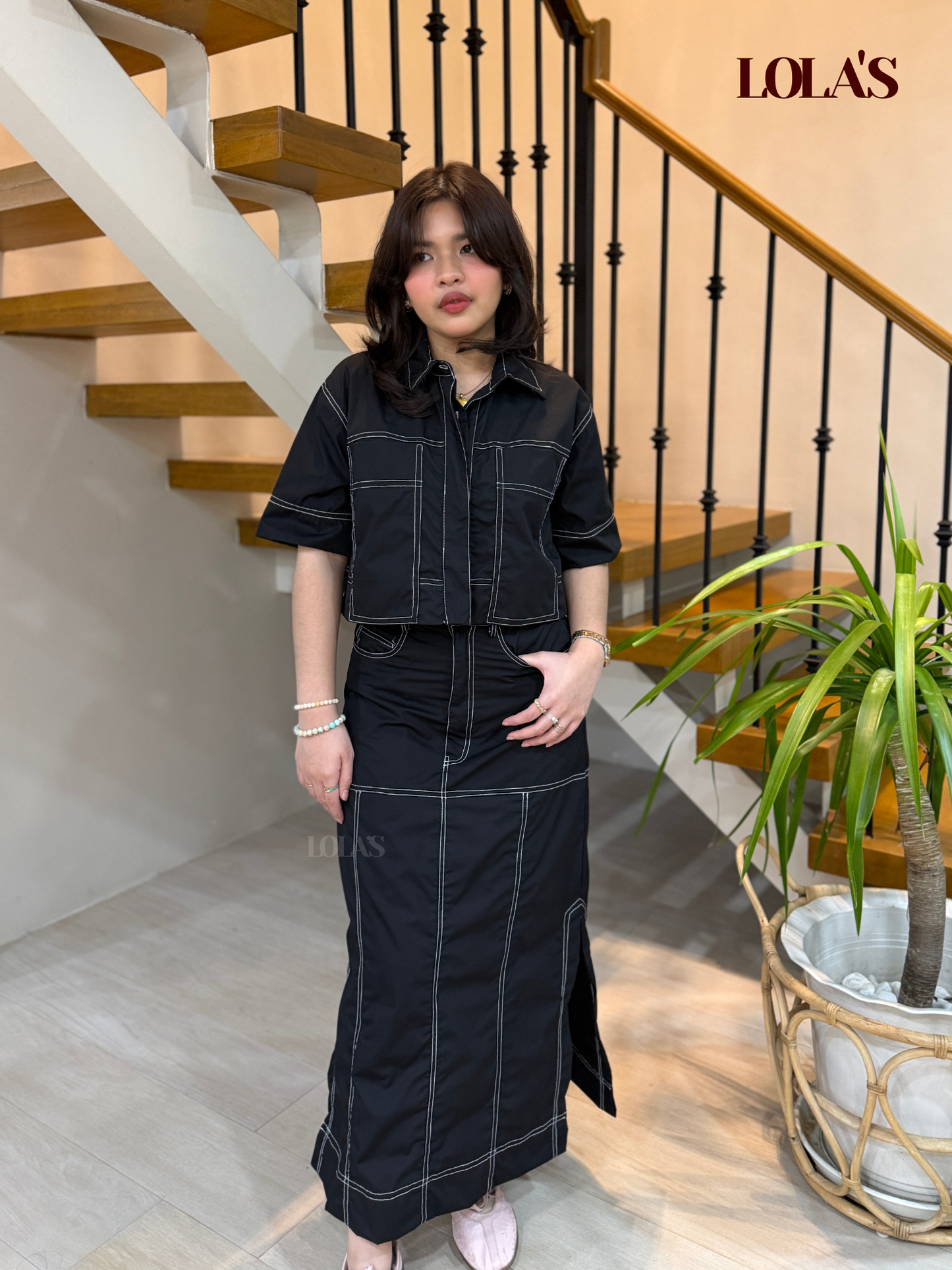 Sabina Skirt (Black Poplin)