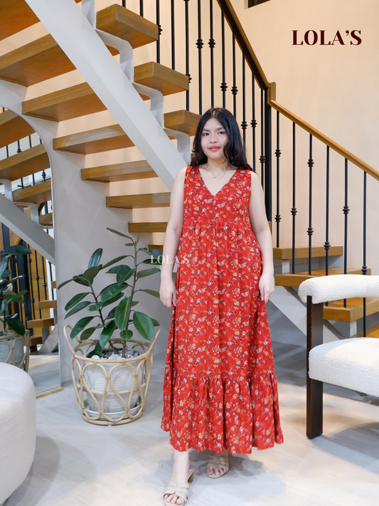 Gabrielle Dress (Red Florals)