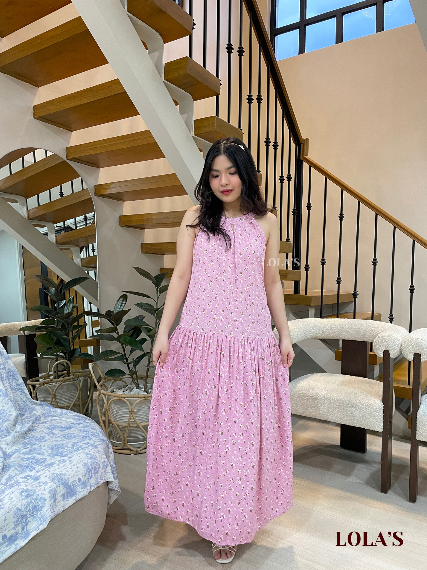 Chesca Dress (Pink Blooms)