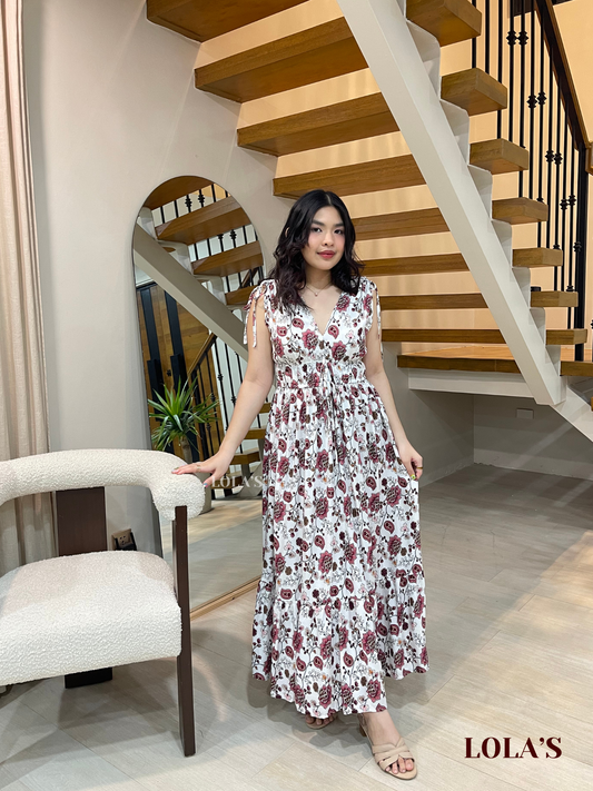 Adeline Dress (White Florals & Paisleys)