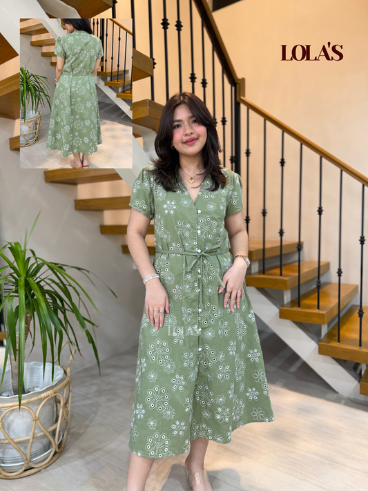 Kyle Dress (Green Embroidered)