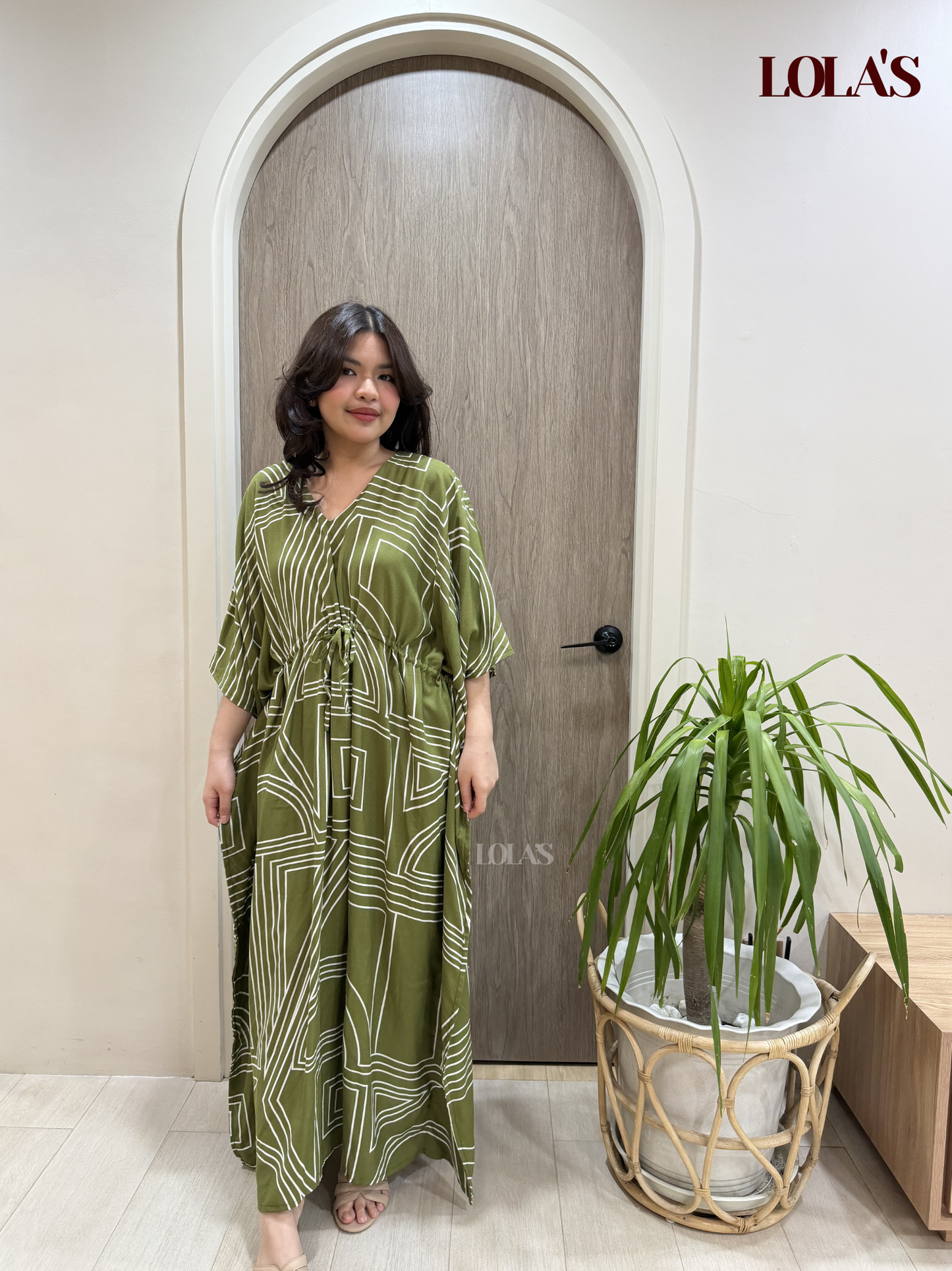 Rowena Dress (Green Geometric)
