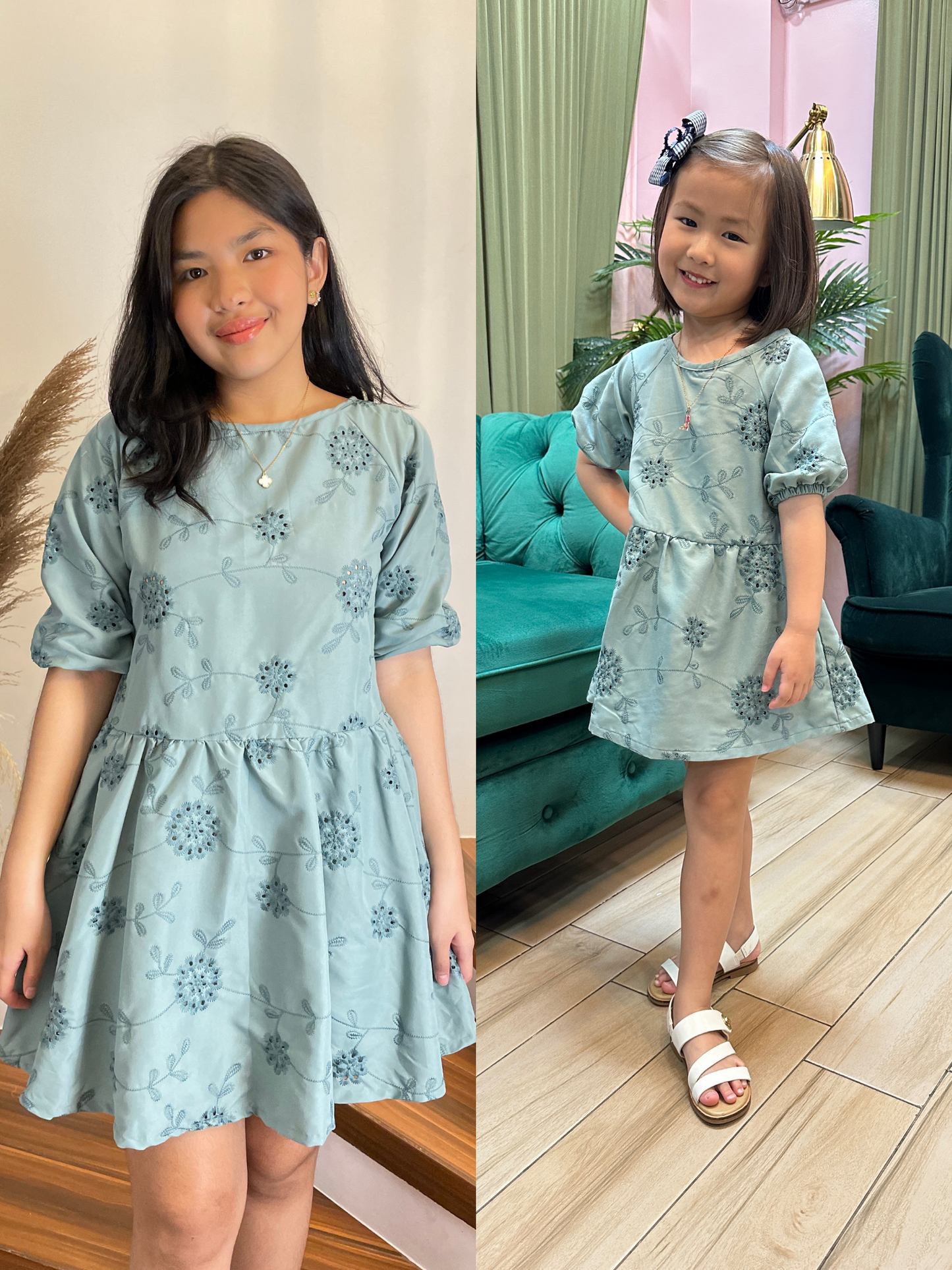 Blythe Dress- Andrea Kids (Teal Blue Eyelet)