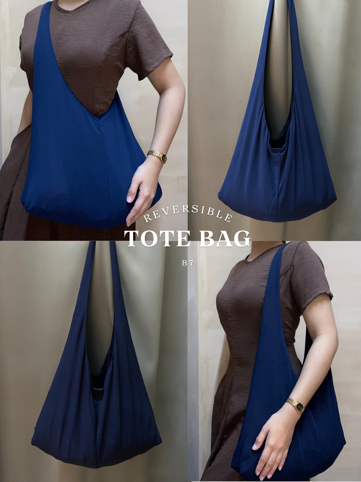 Reversible Tote Bag from Retaso Fabric (Plain | Big)