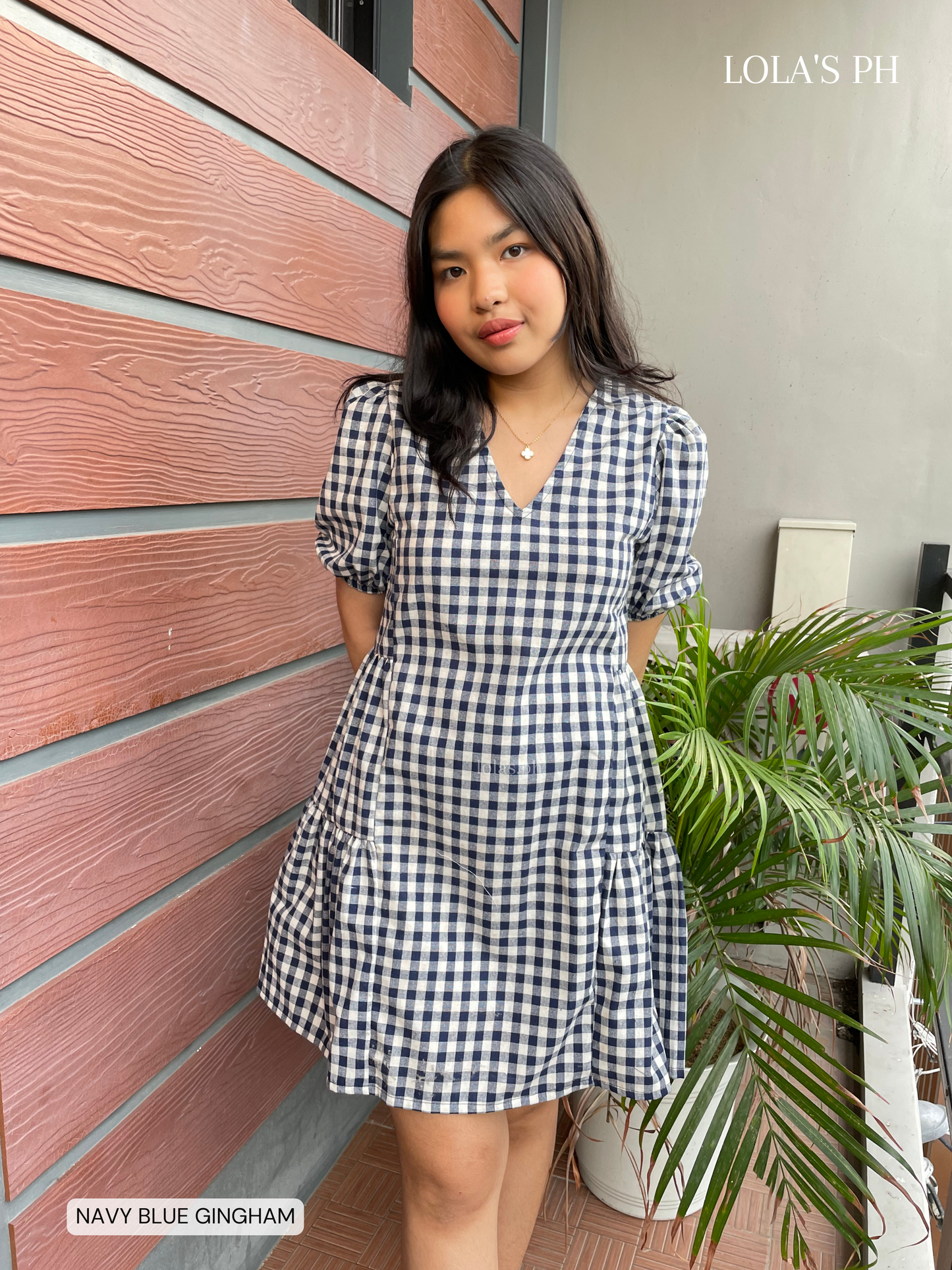 Jaegen Dress (Navy Blue Gingham)