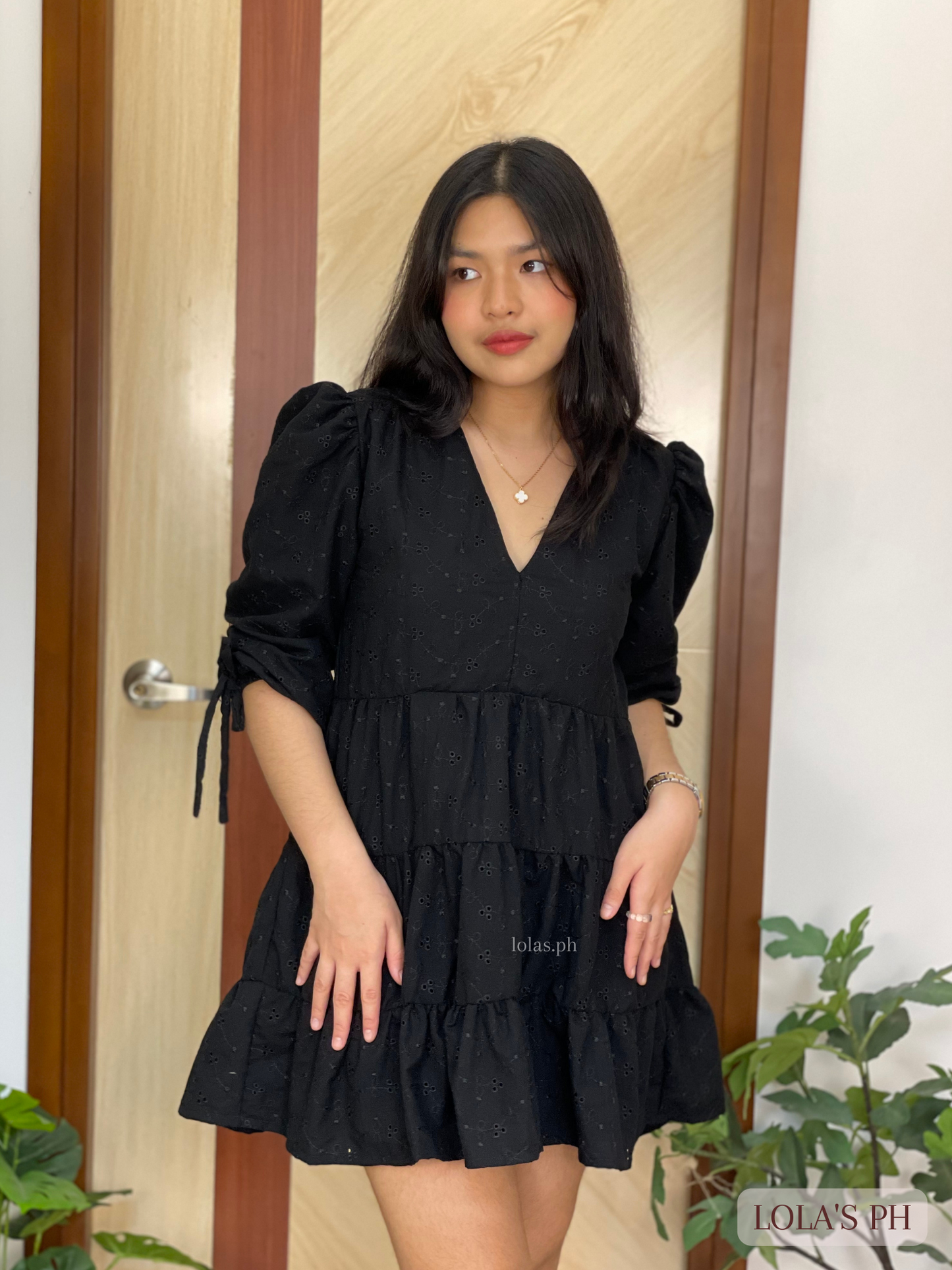 Monina Dress (Black Floral Eyelet)