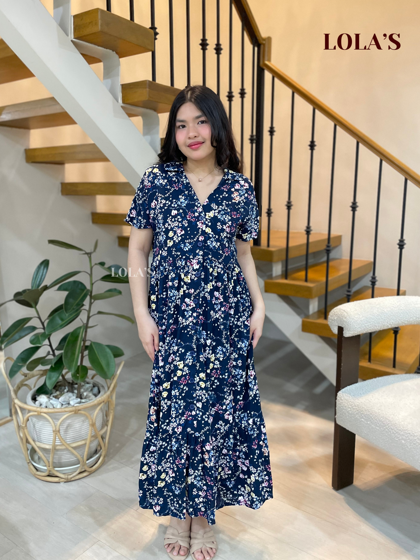 Regine Dress (Blue Ditsy Bloom)
