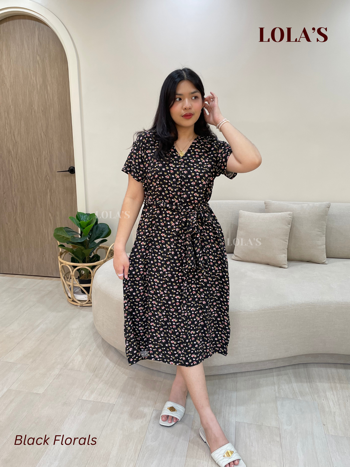 Tracy Dress (Black Florals)