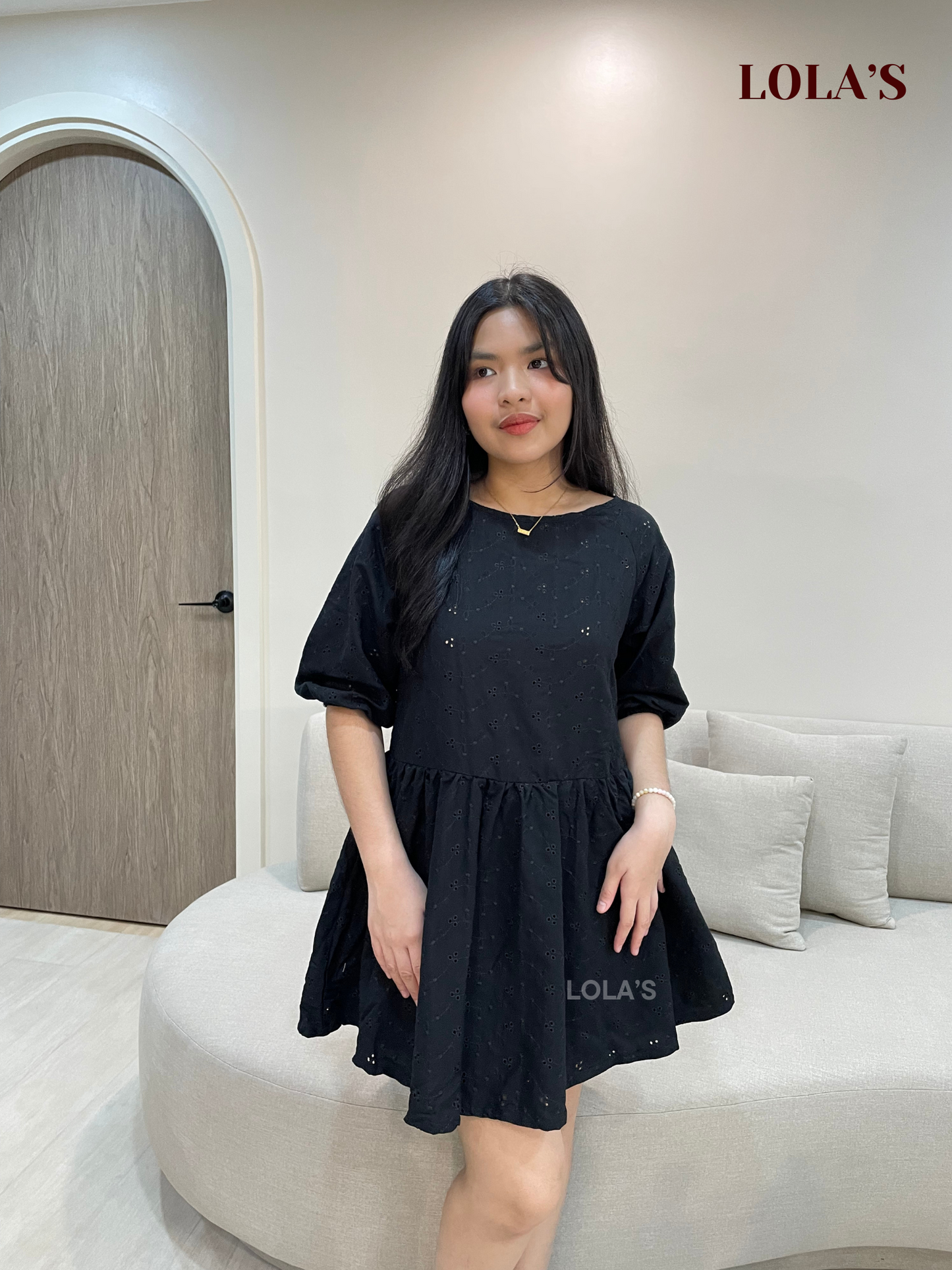 Andrea Dress (Black Floral Eyelet)