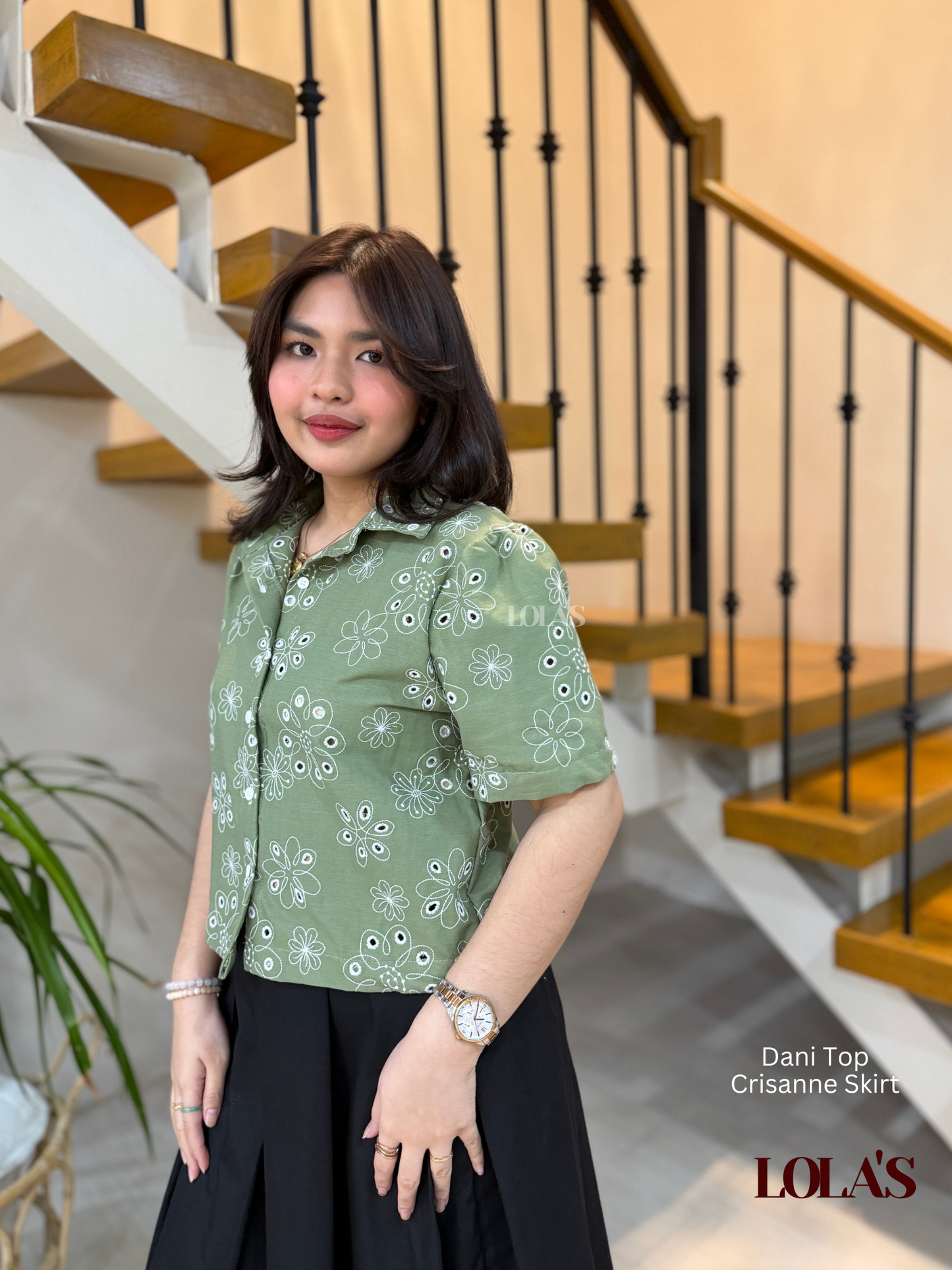 Dani Top (Green Embroidered)