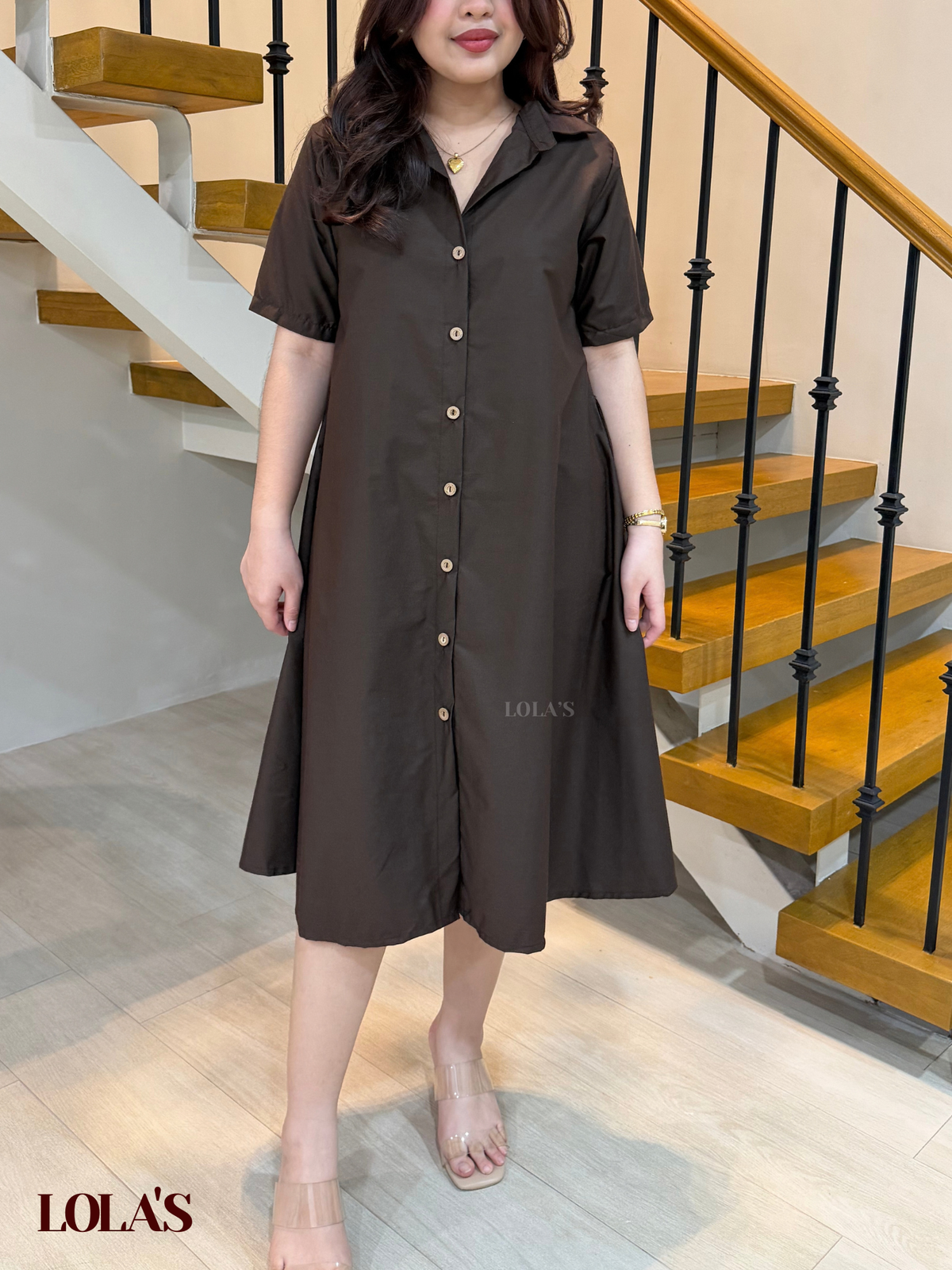 Alexa Polo Dress (Chocolate Poplin)