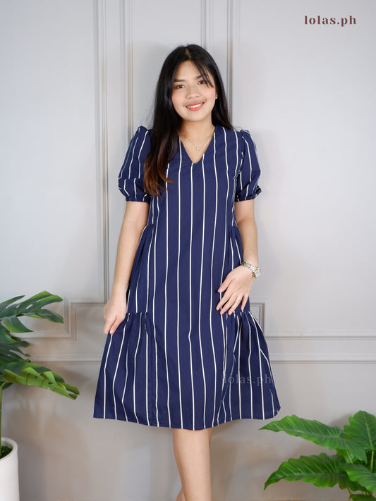 Samantha Dress (Clearance Sale- Navy Blue Stripes)