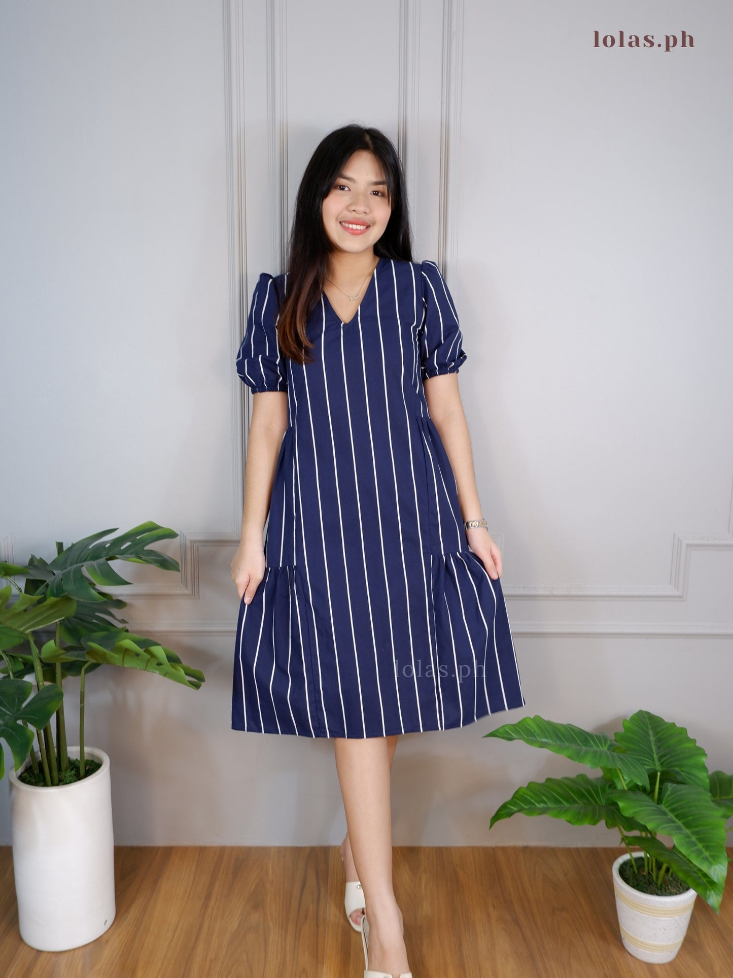 Samantha Dress (Clearance Sale- Navy Blue Stripes)