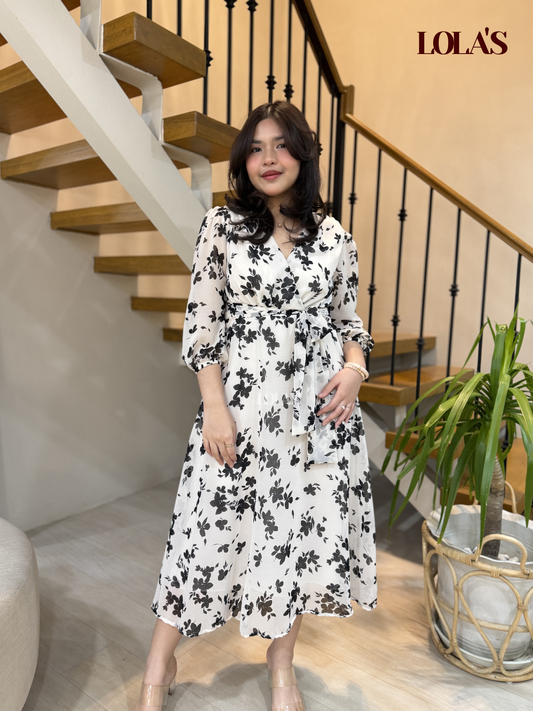 Paula Dress (White Blooms)