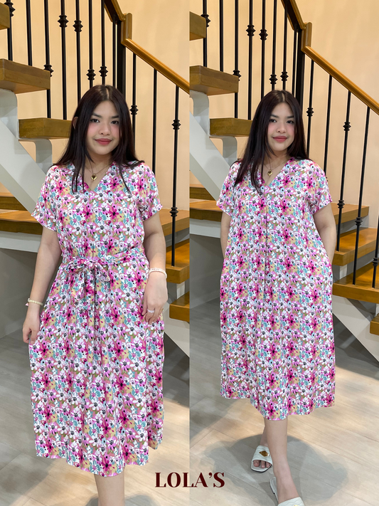 Tracy Dress (Pinkish Blooms)