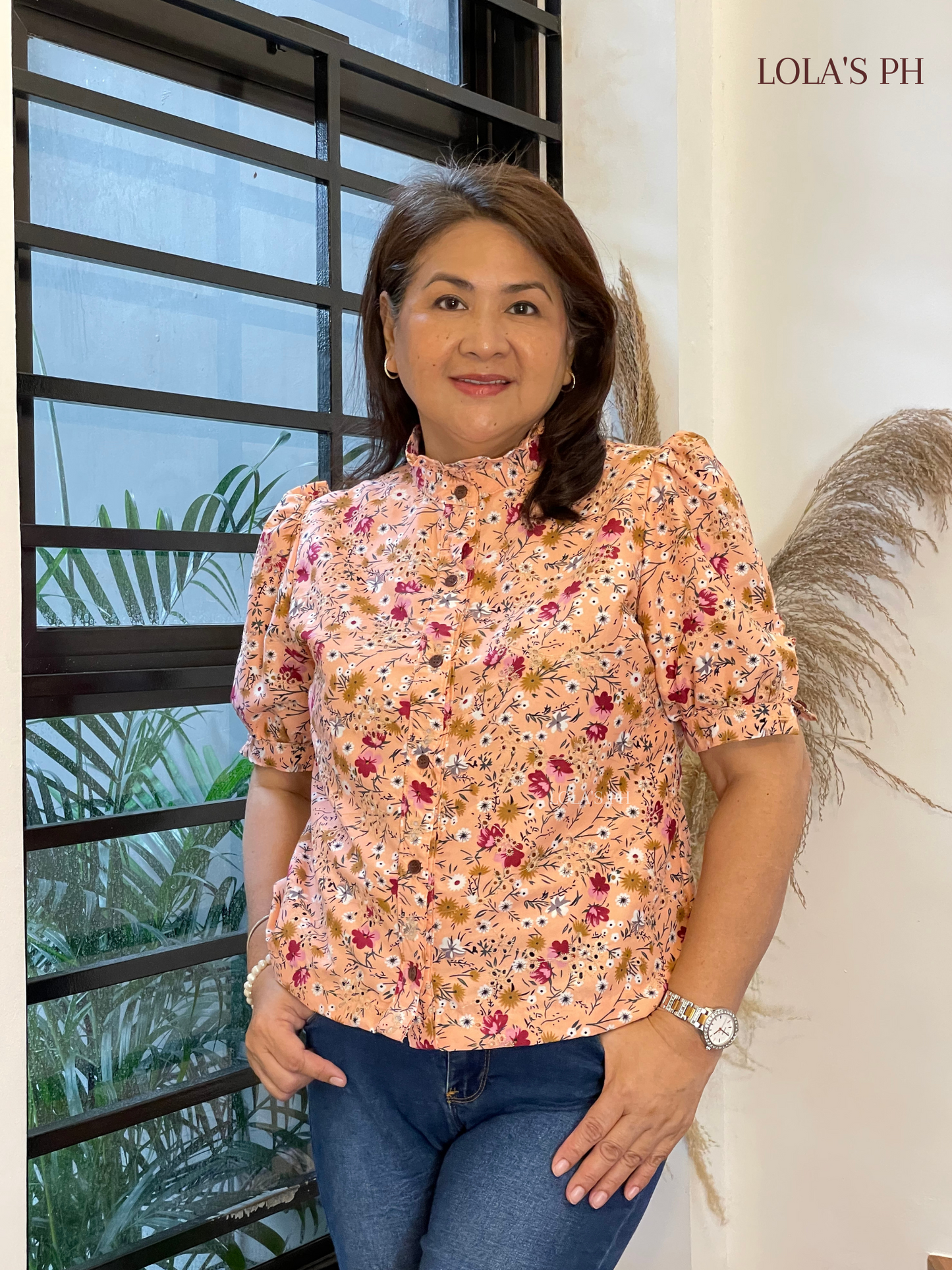 Guinevere Top (Pink Floral Eyelet)