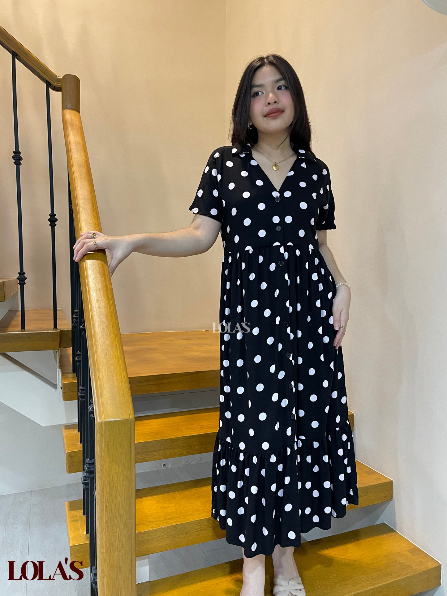 Regine Dress (Black Polka)