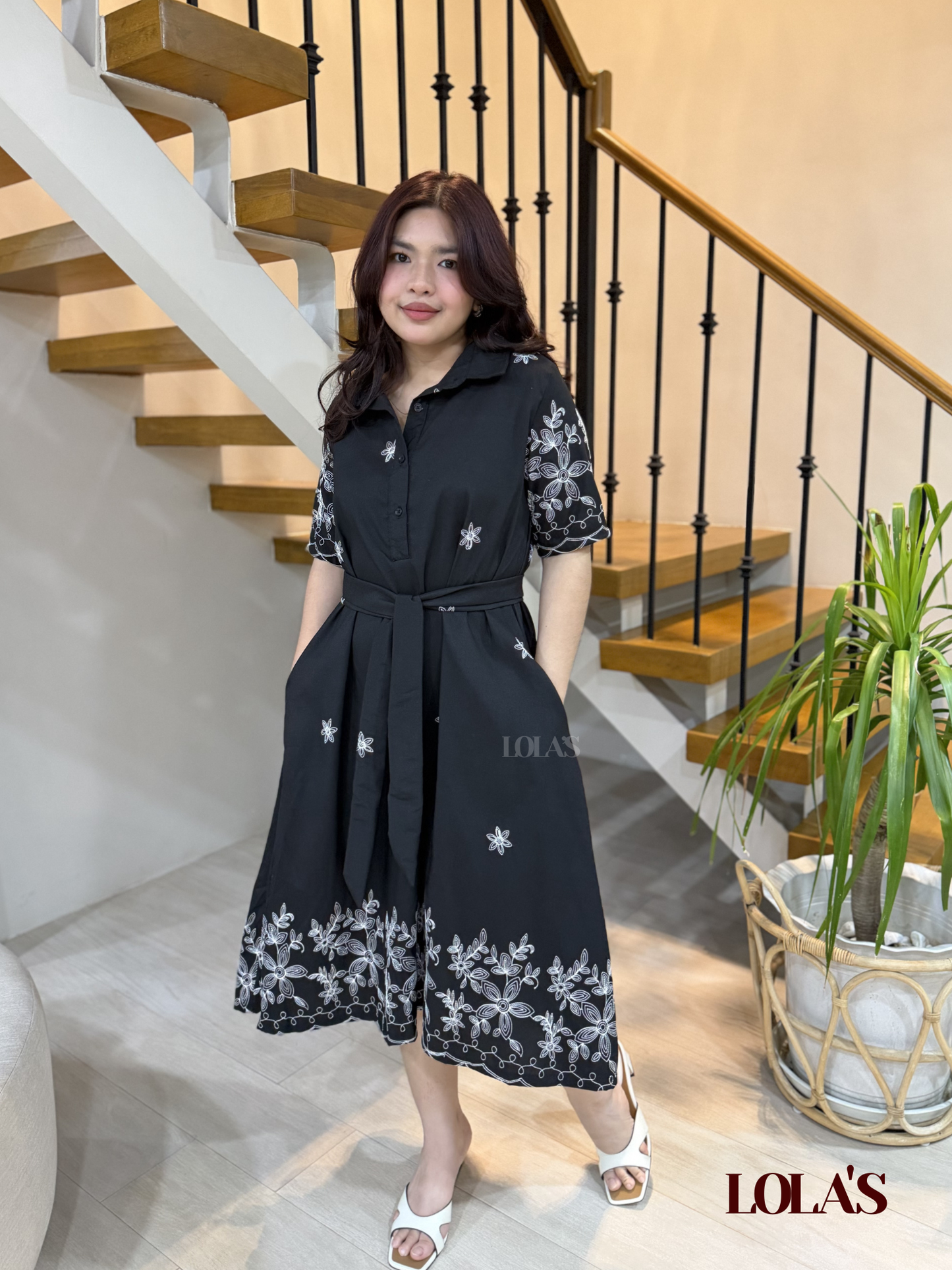 Bianca Dress (Black Embroidered)