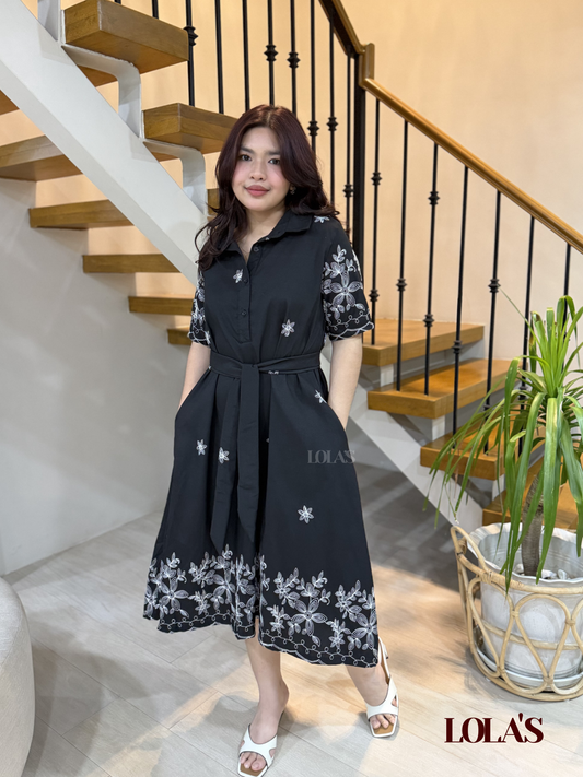 Bianca Dress (Black Embroidered)