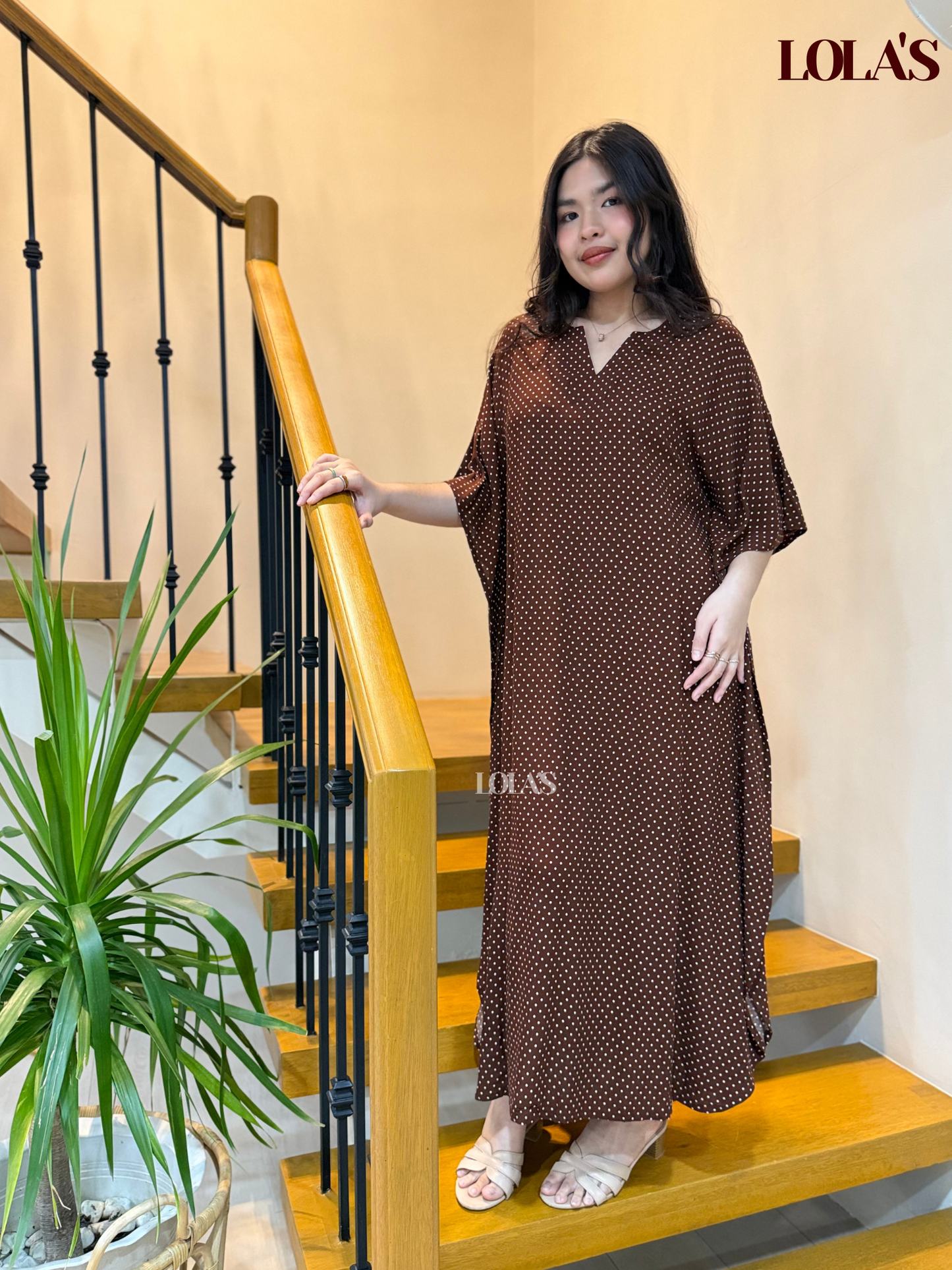 Donya Dress (Brown Polka)