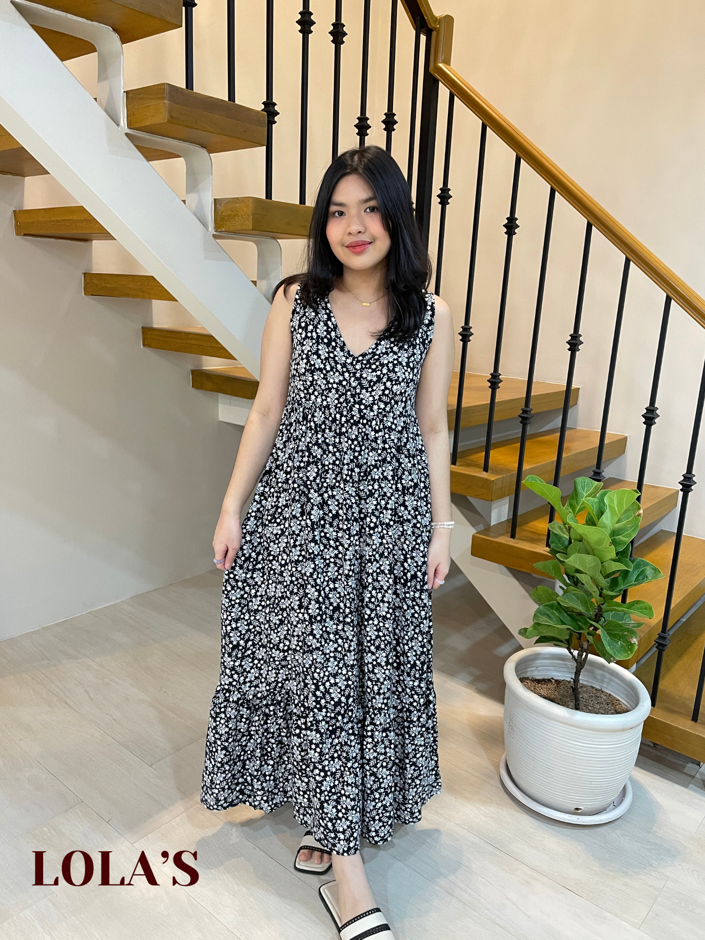 Gabrielle Dress (Black Floral)