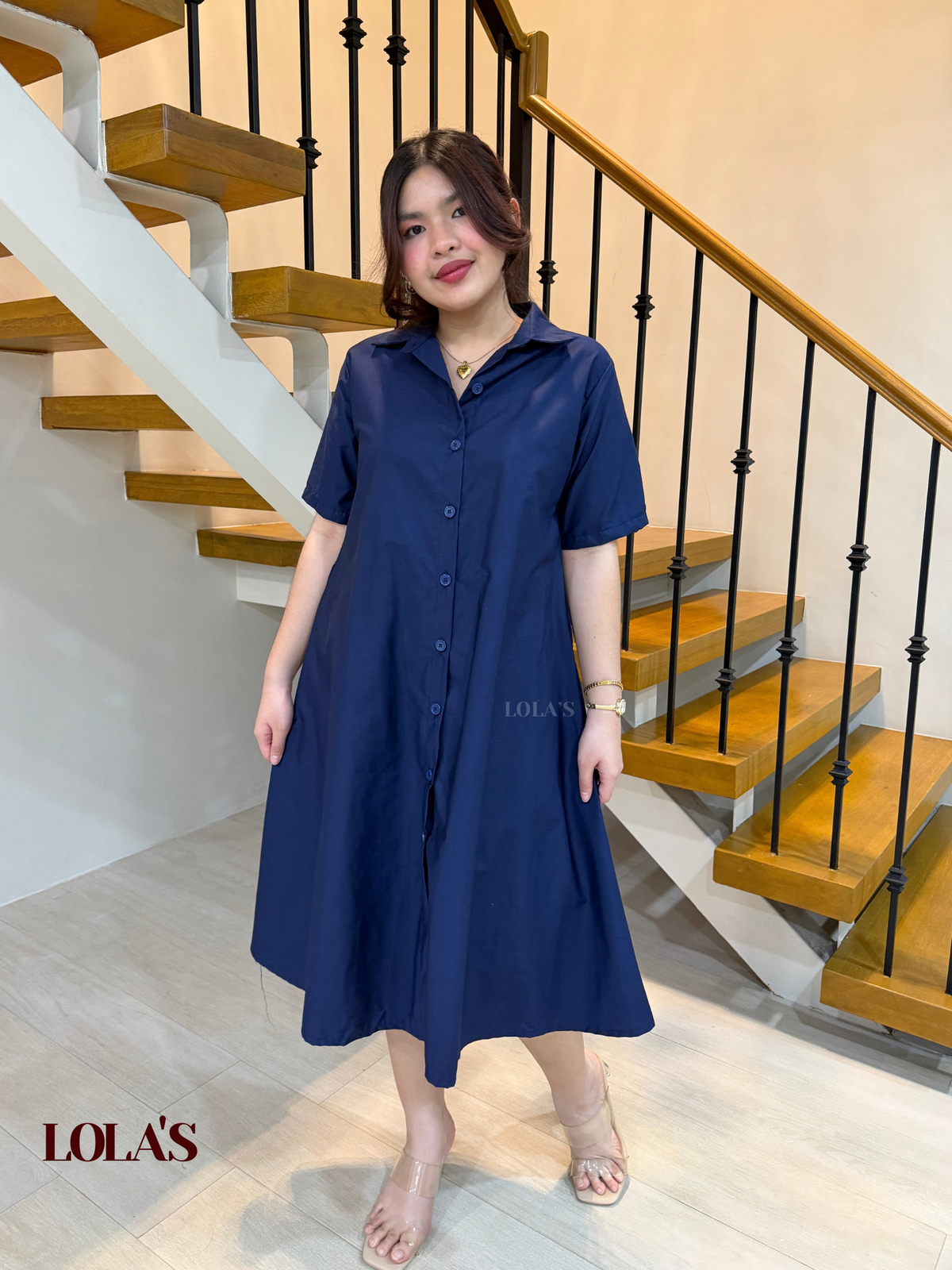 Alexa Polo Dress (Navy Blue Poplin)