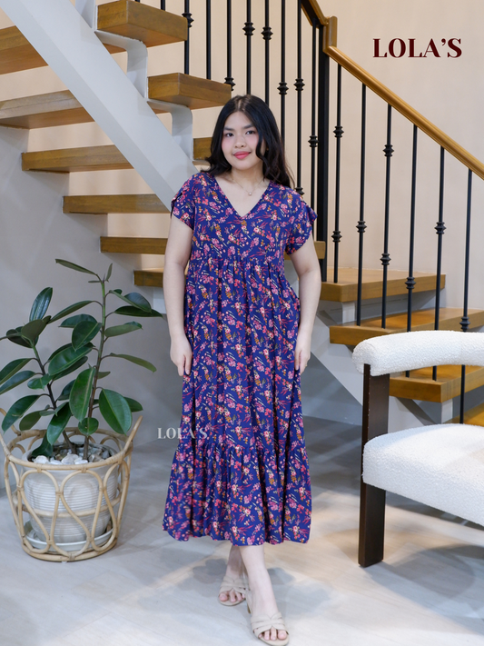 Jane Dress (Dark Indigo Blooms)