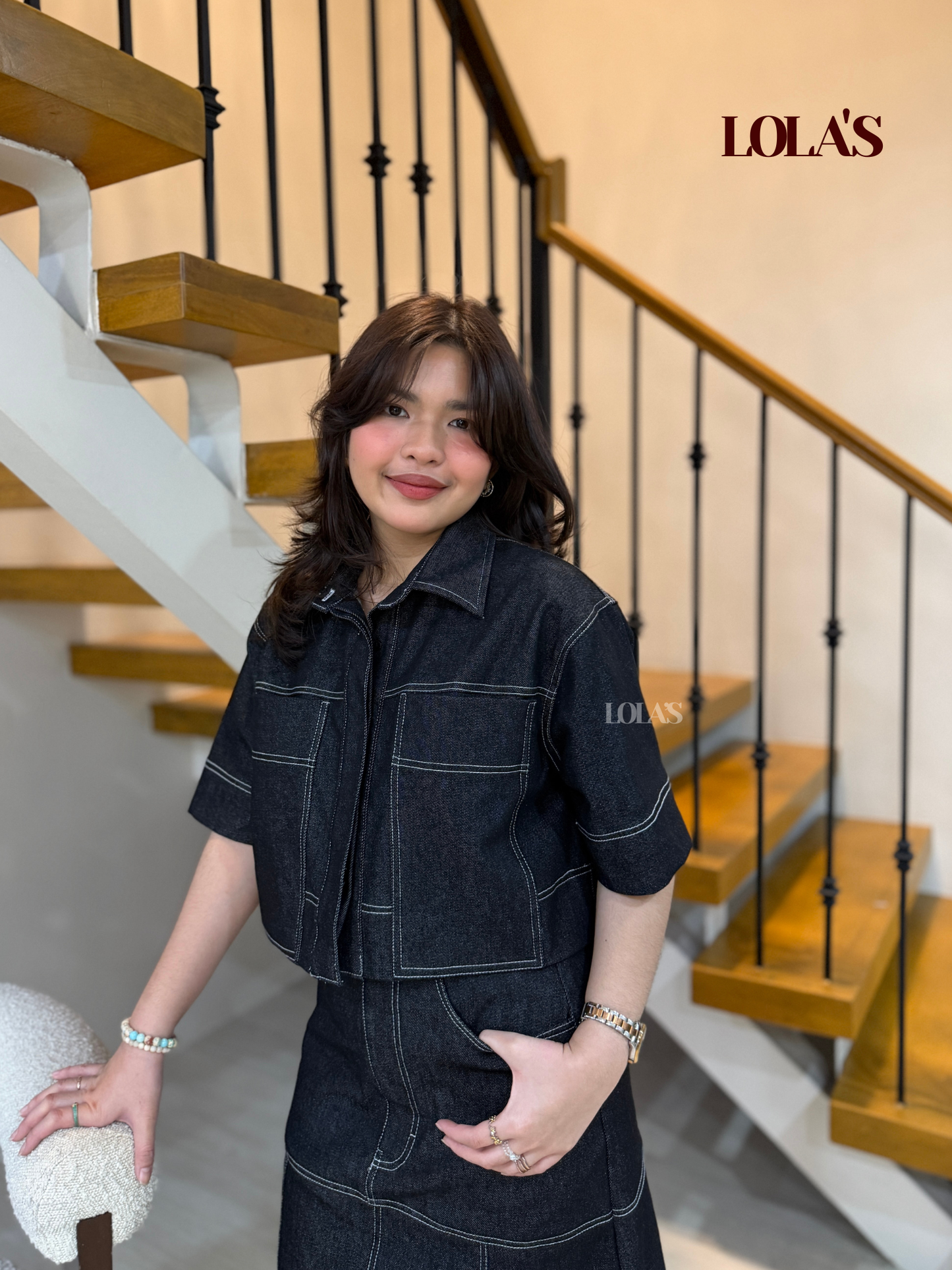 Sabina Top (Black Denim)