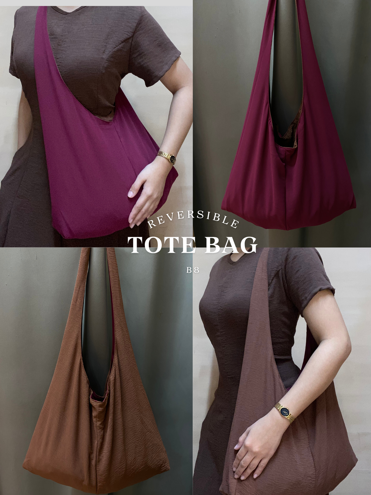 Reversible Tote Bag from Retaso Fabric (Plain | Big)