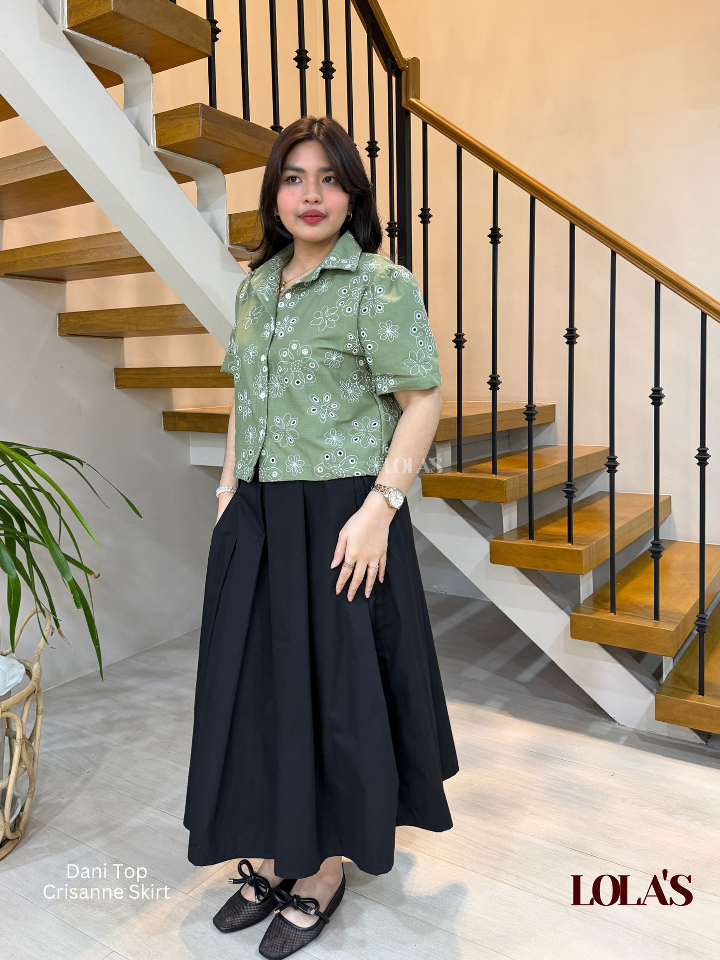 Dani Top (Green Embroidered)