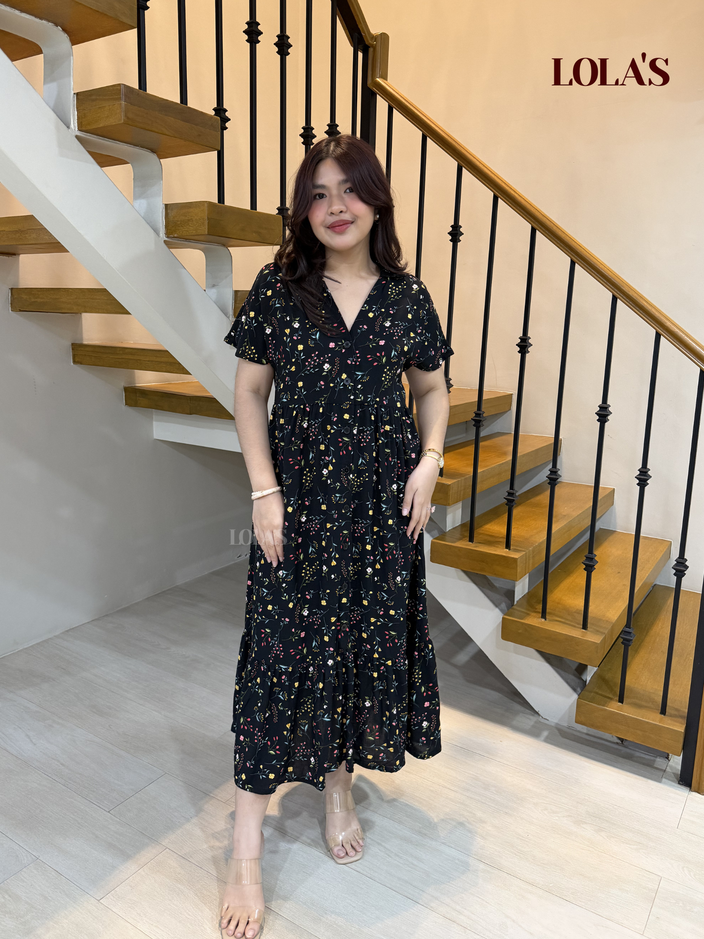 Regine Dress (Black Flora)