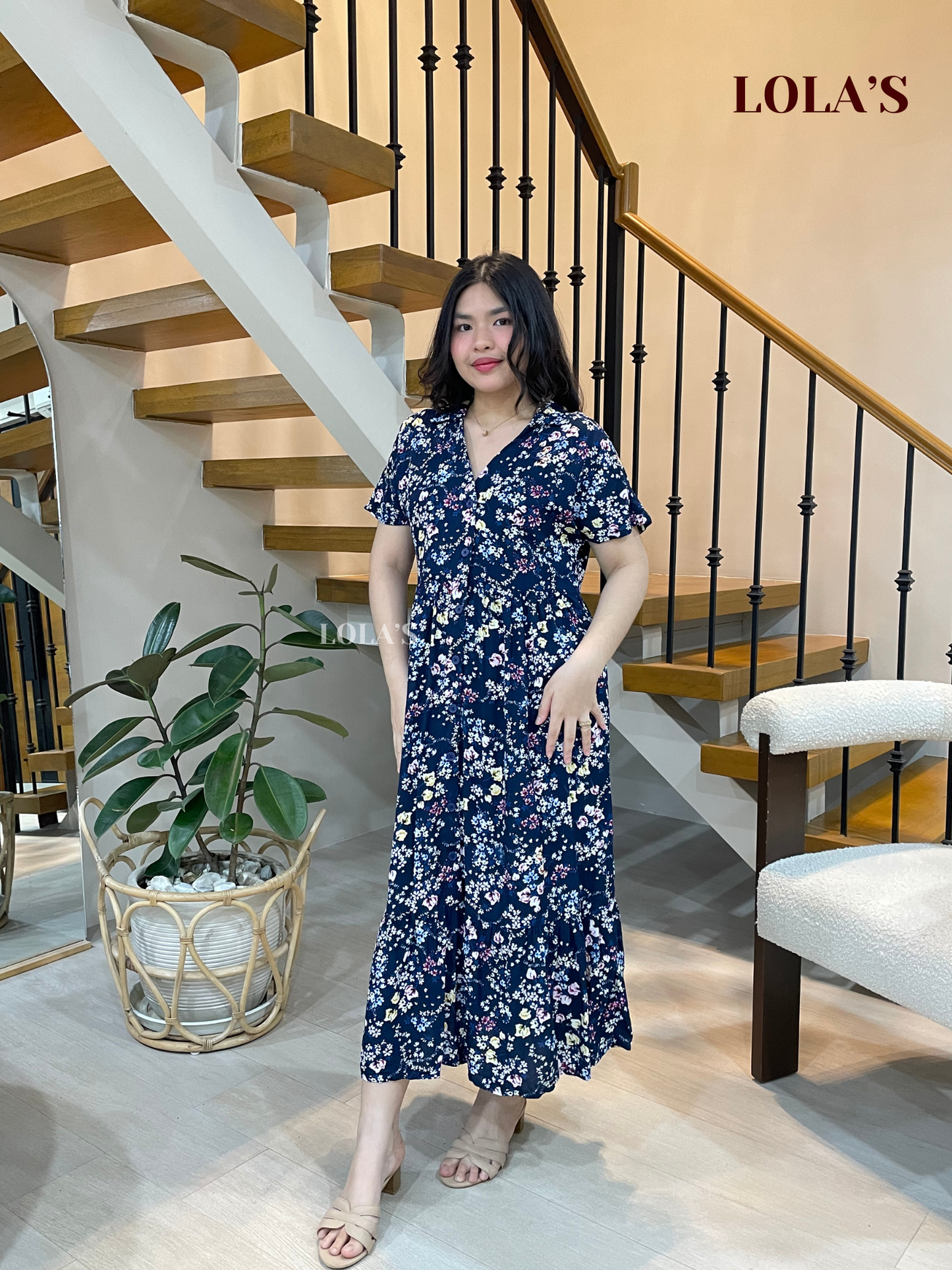Regine Dress (Blue Ditsy Bloom)