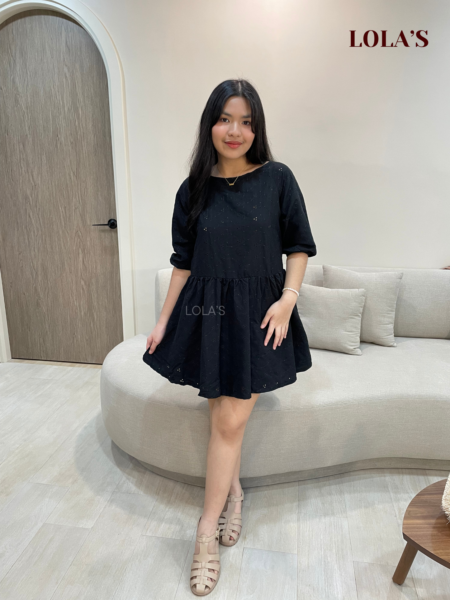 Andrea Dress (Black Floral Eyelet)