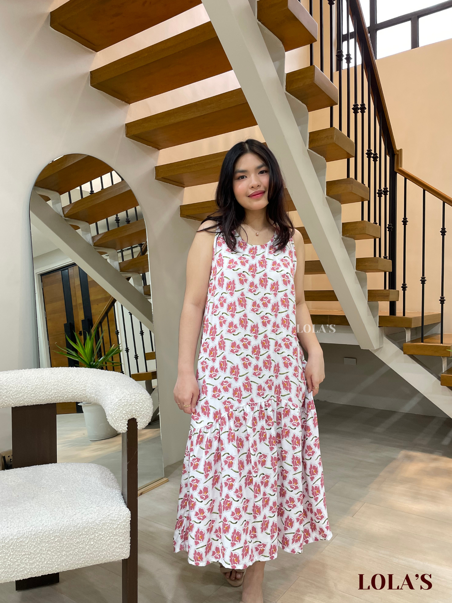 Sita Dress (Pink Daffodils)