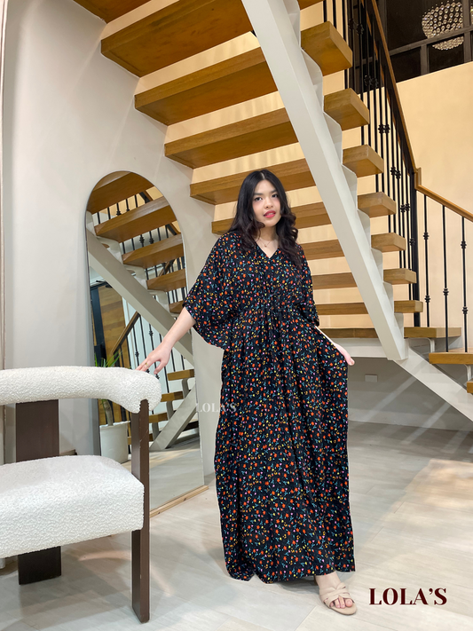 Rowena Dress (Black Blooms)