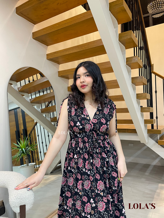 Adeline Dress (Black Florals & Paisleys)