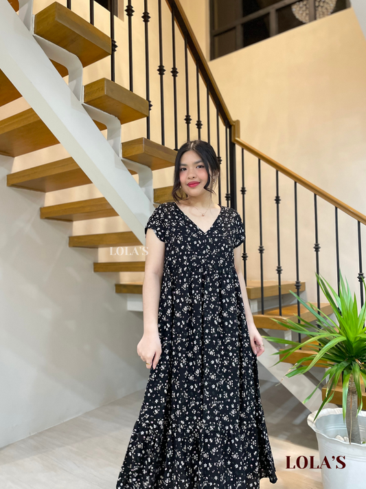 Jane Dress (Black Blooms)