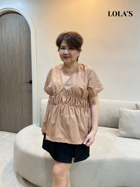 Mercy Sleeved Peplum Top (Mocha)