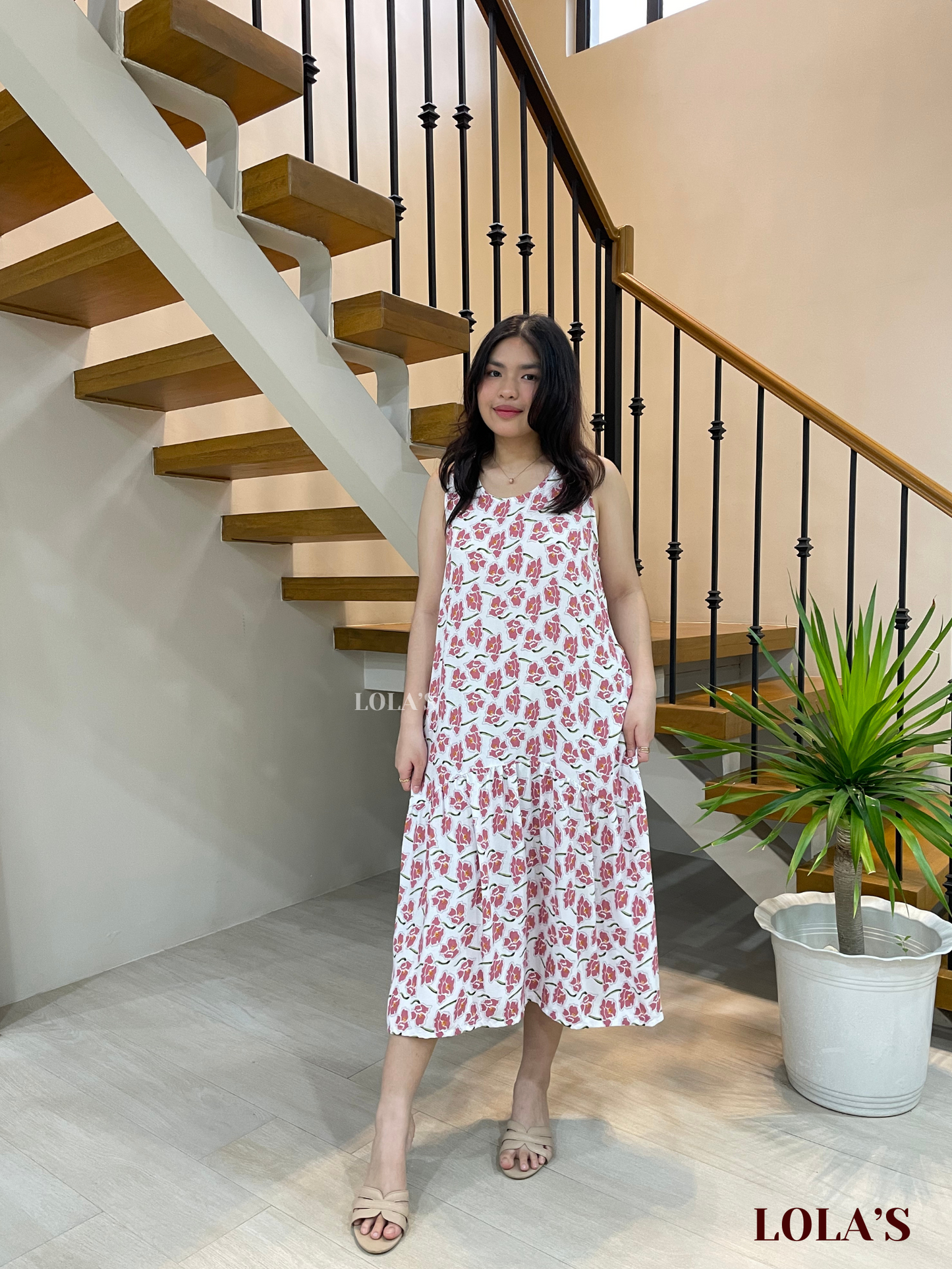 Sita Dress (Pink Daffodils)