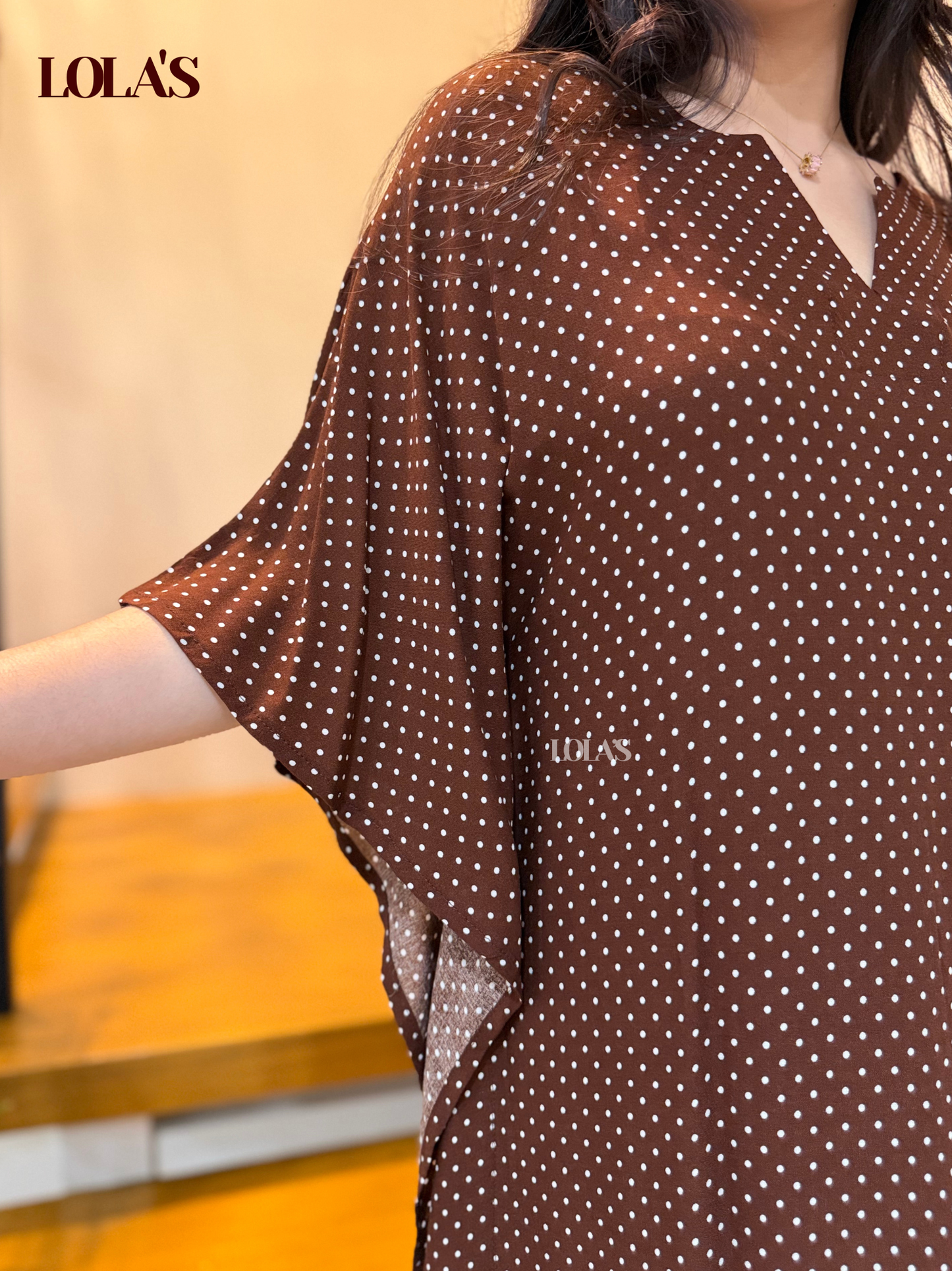 Donya Dress (Brown Polka)