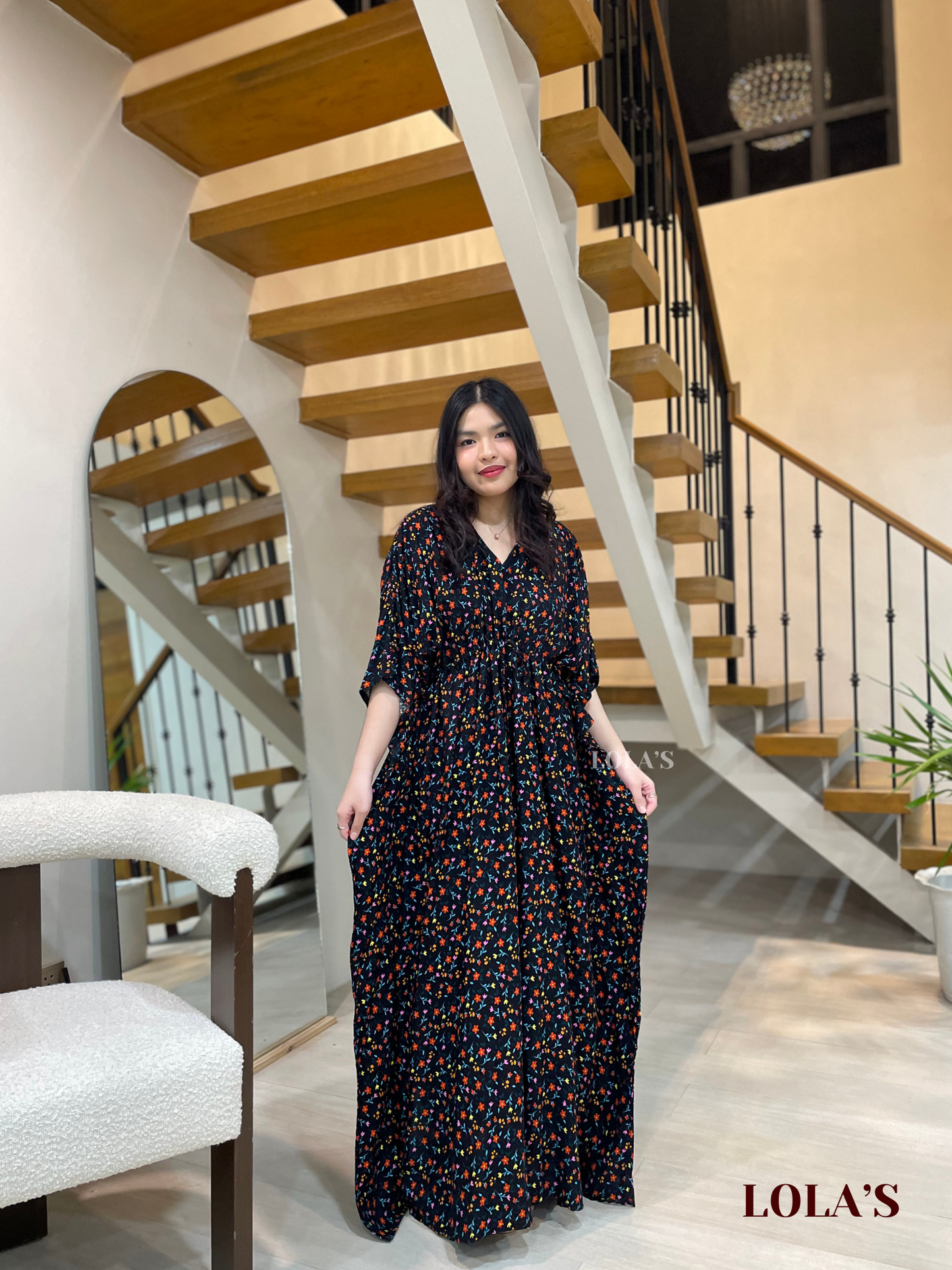Rowena Dress (Black Blooms)