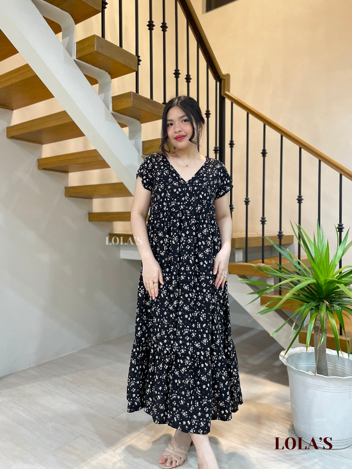 Jane Dress (Black Blooms)