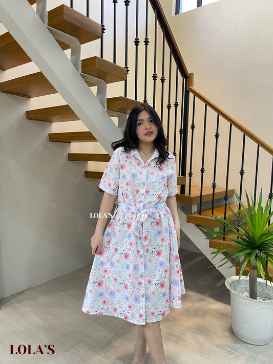 Alexa Polo Dress (Cool Pink Blooms)