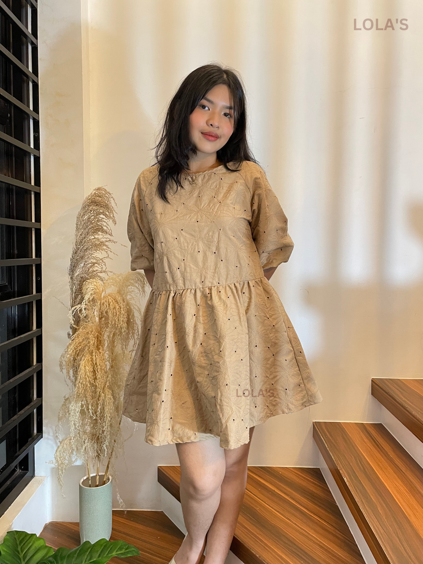 Andrea Dress (Beige Eyelet)