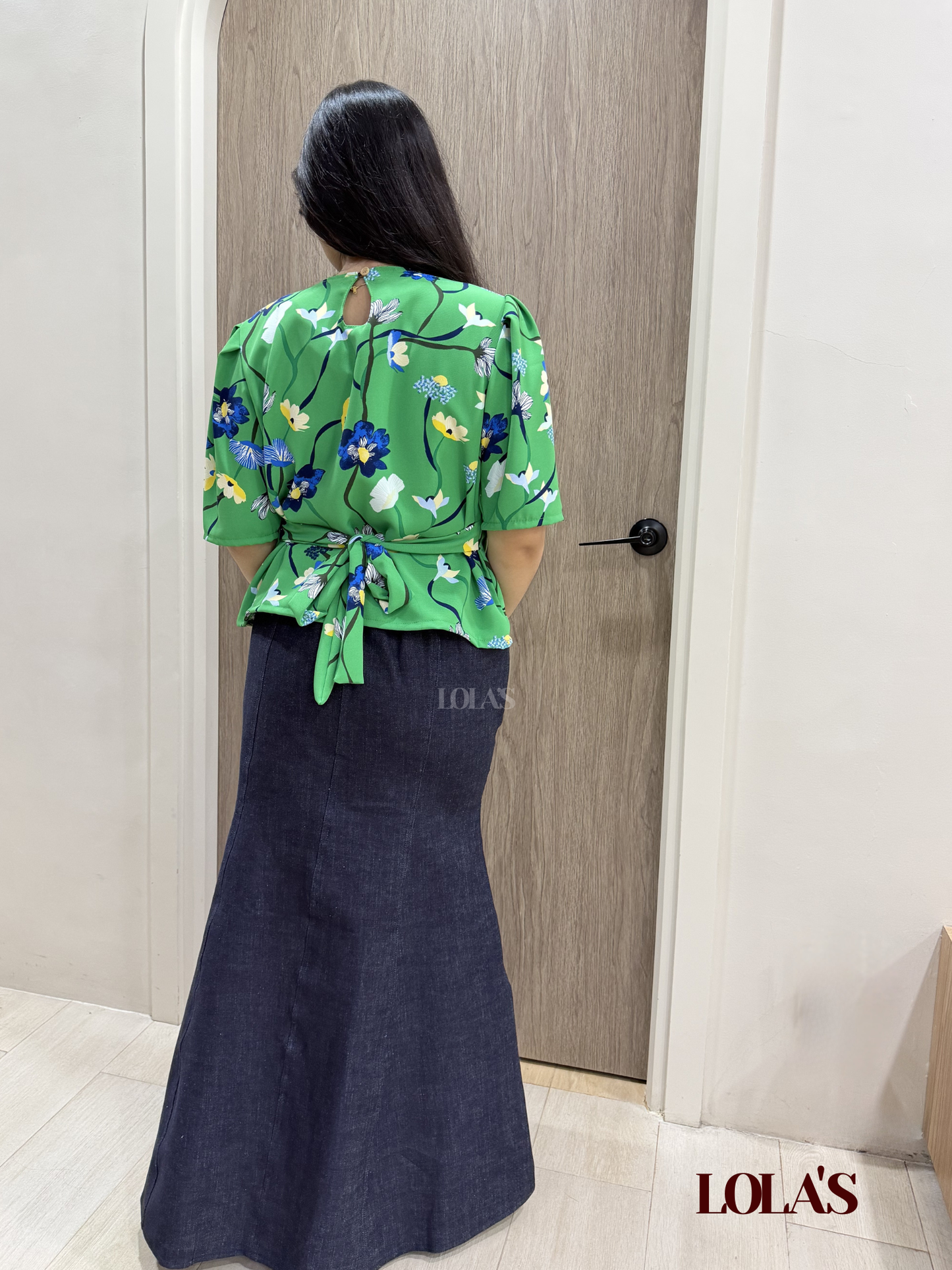 Maria Clara Top (Green Gerbera)