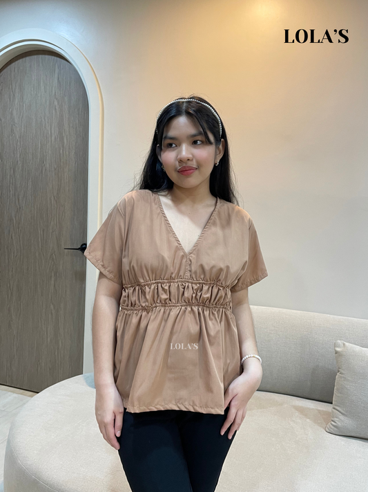 Mercy Sleeved Peplum Top (Mocha)