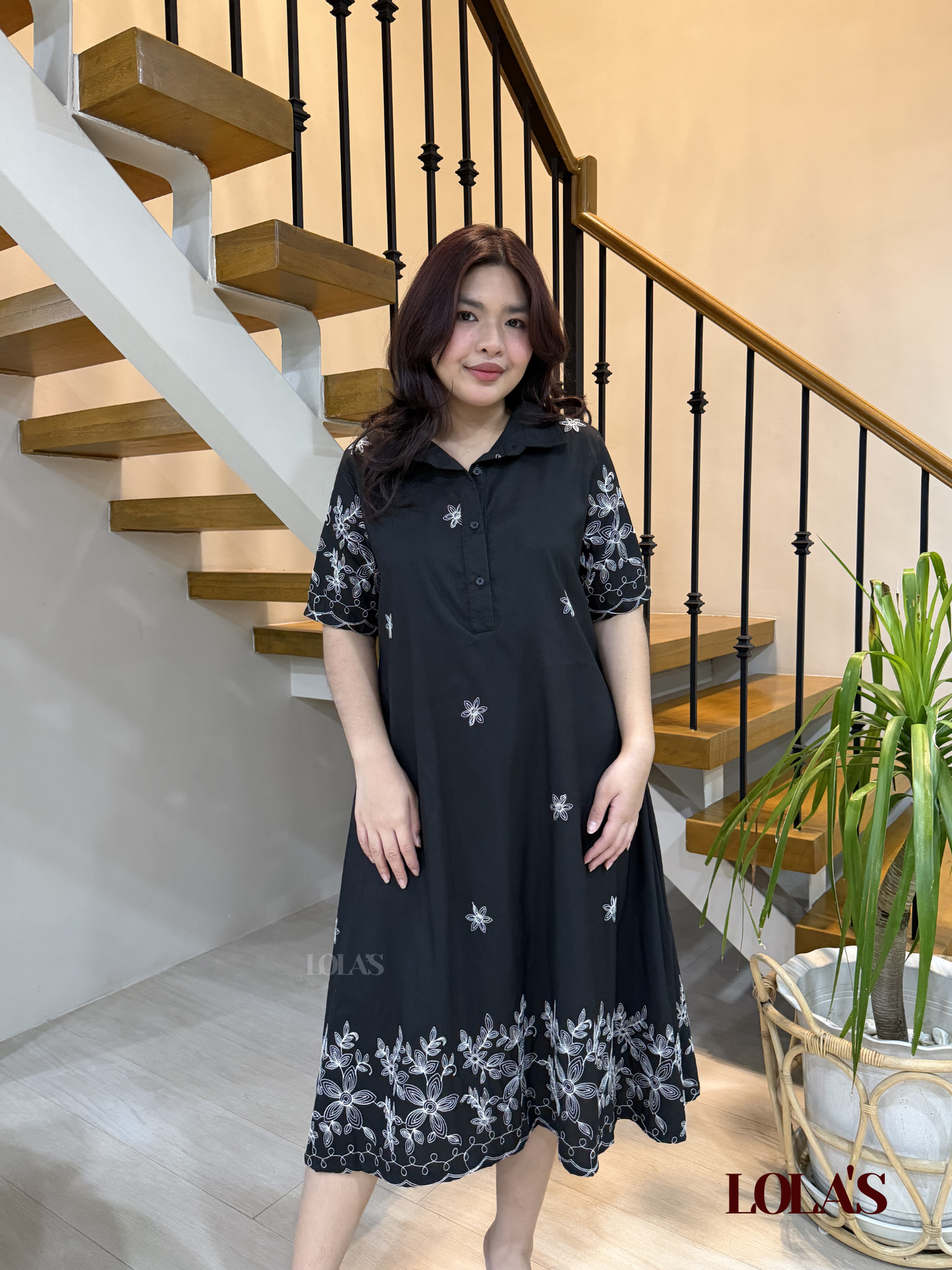 Bianca Dress (Black Embroidered)