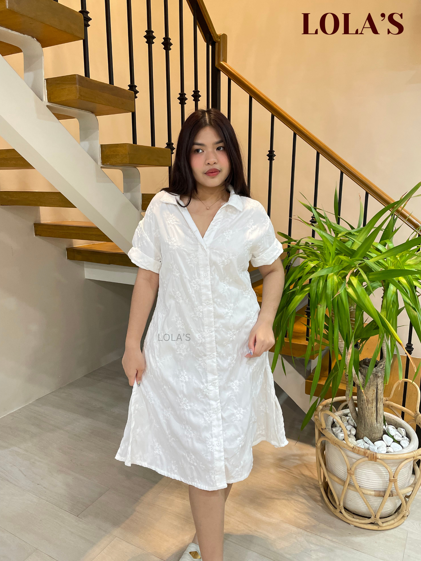 Kelsey Polo Dress (White Embroidered)