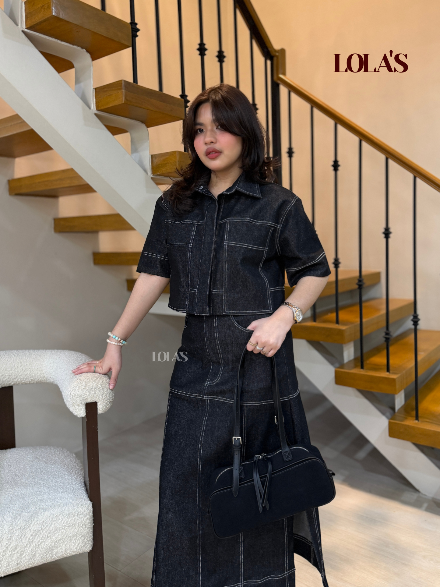 Sabina Top (Black Denim)